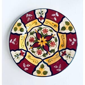 Vintage Pier 1 Lunch Salad 9 in Plates Vallarta Hand Painted Colorful Set of 6